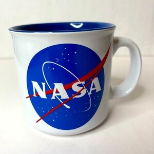 NASA ceramic Coffee Mug 20 oz., blue inside, back to back logo. Brand new